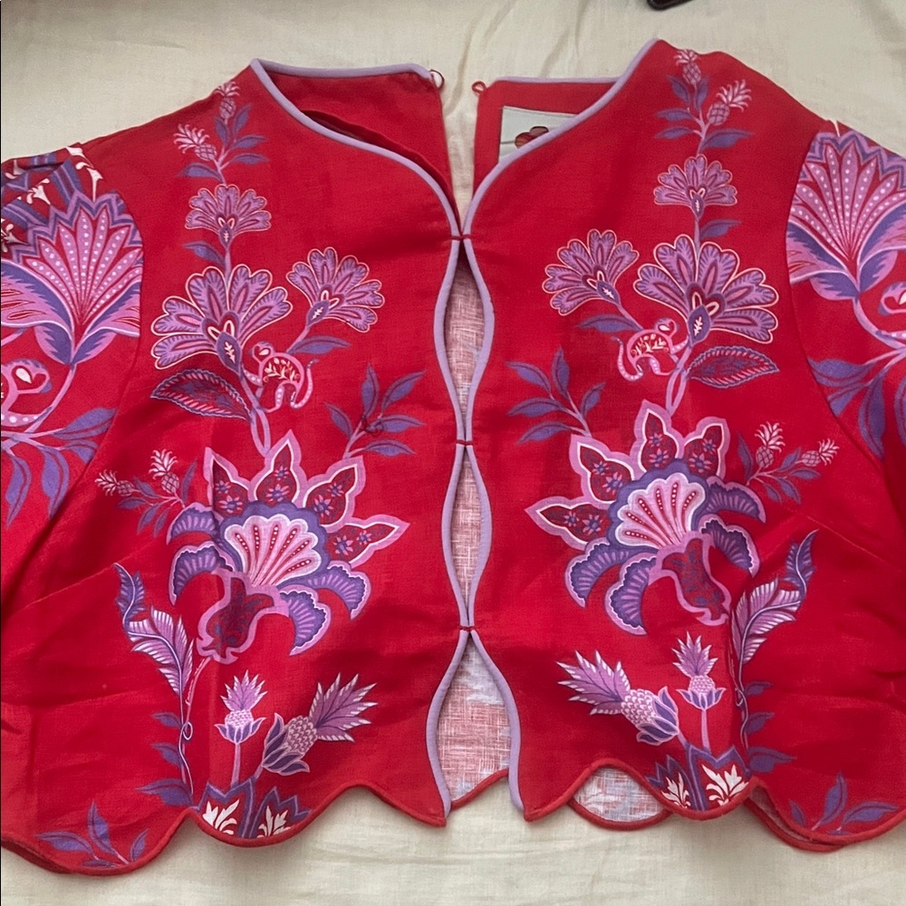 Red Floral Embroidered Cape